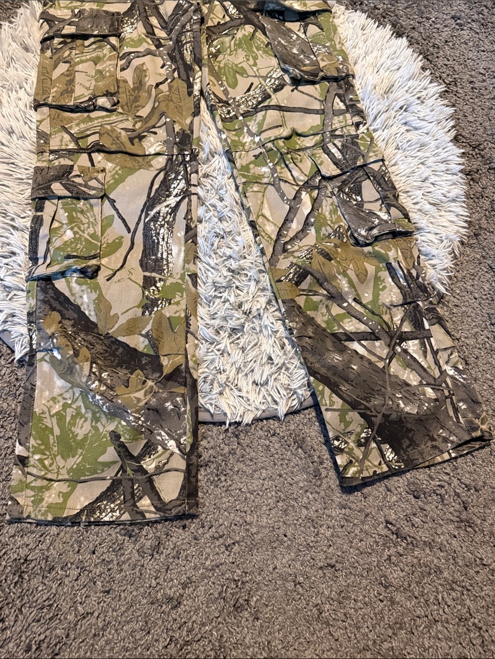 Kids Camo Cargo Pants in Green and Tan - Durable Outdoor Bottoms - Picture 3 of 14
